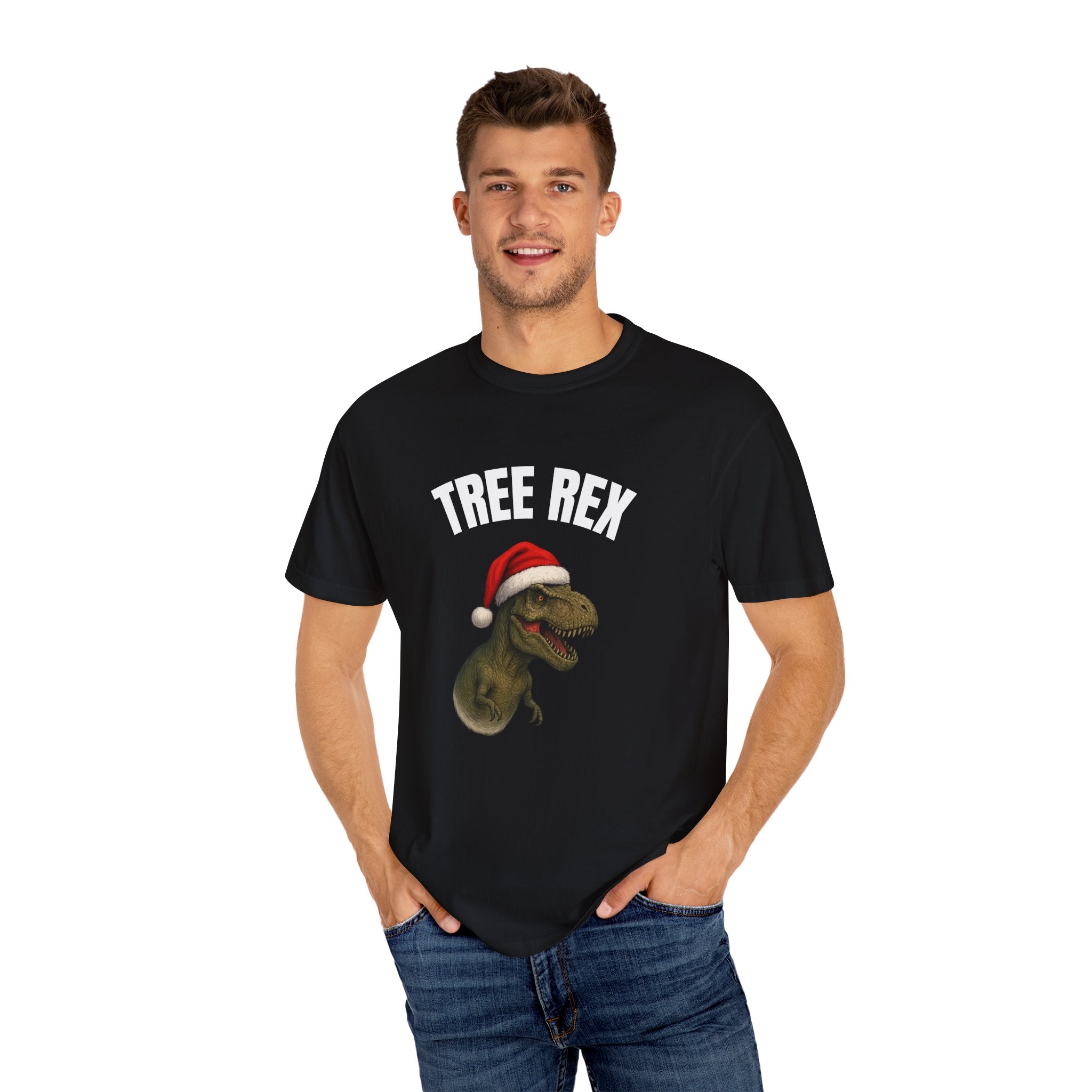 Christmas Dino T-Shirt, Funny T-Rex Shirt, Holiday Humor Tee, Tree Rex Gift, Unisex Festive Apparel